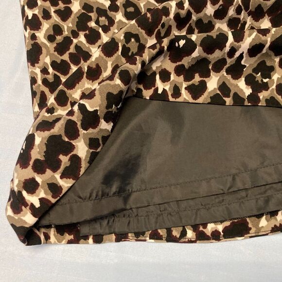 Ann Taylor Leopard Cheetah Animal Print Lined Skirt Pencil Mini Office Petite 0P - Picture 5 of 9